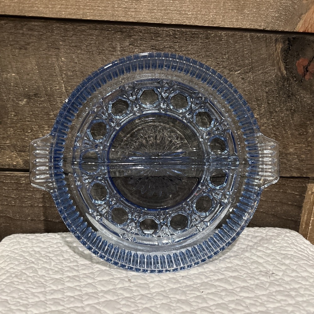 Vintage Depression‎ Blue Windsor Brighton Divided Relish Dish